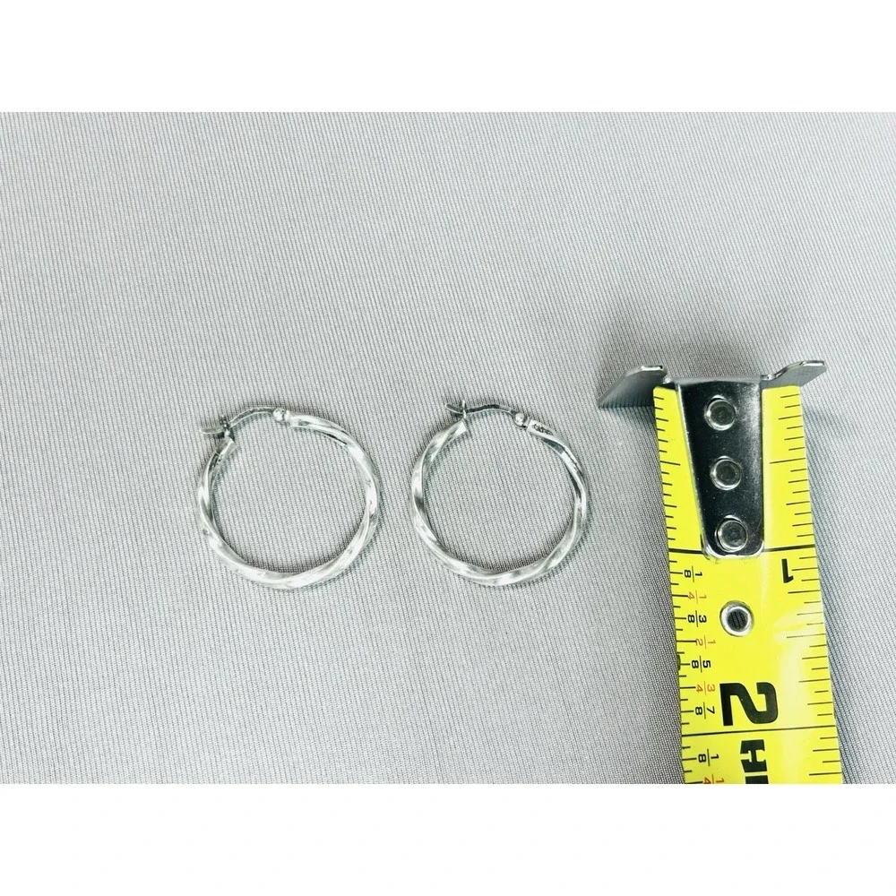 Sterling Silver Large Twisted Hoop‎ Earrings .925 Jewelry